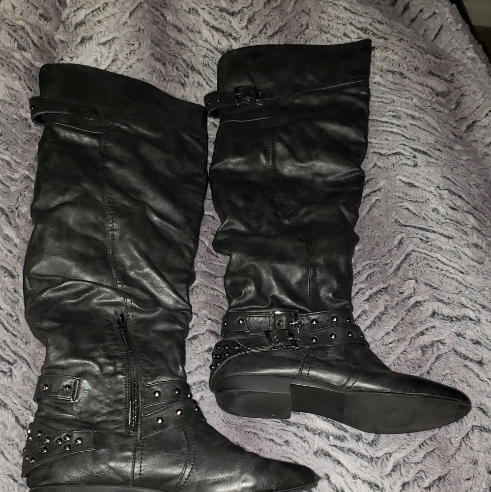 Over the knee black boots
